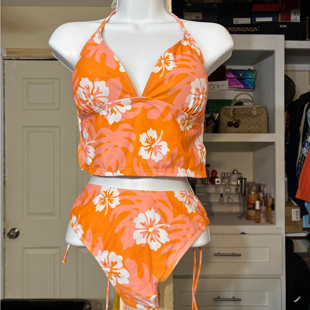 Orange Floral Bikini Set